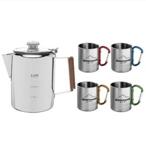 Alpine Mountain Gear Stainless Steel Coffe Set-5 Pieces, Colorful Mugs NWT